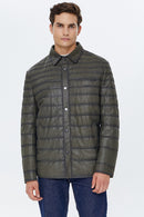 Locatelli Erkek Haki Nubuk Şişme Deri Ceket | Derimod