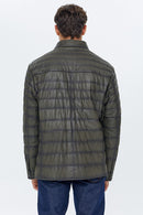 Locatelli Erkek Haki Nubuk Şişme Deri Ceket | Derimod