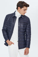 Locatelli Erkek Lacivert Nubuk Şişme Deri Ceket | Derimod