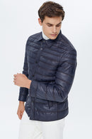 Locatelli Erkek Lacivert Nubuk Şişme Deri Ceket | Derimod