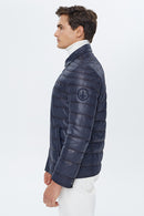 Locatelli Erkek Lacivert Nubuk Şişme Deri Ceket | Derimod