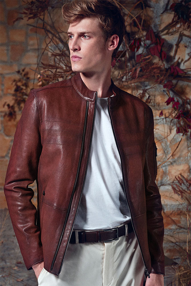 Harden Men's Leather Jacket 21WGD6418M5 | Derimod