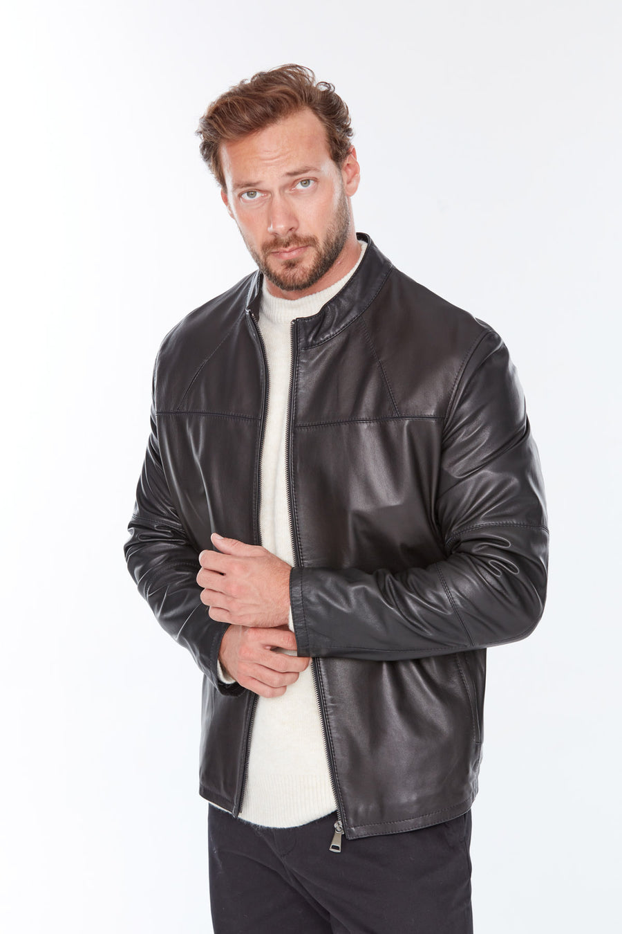 Neymar(Plus) Men's Black Leather Jacket 21WGD6426U4 | Derimod