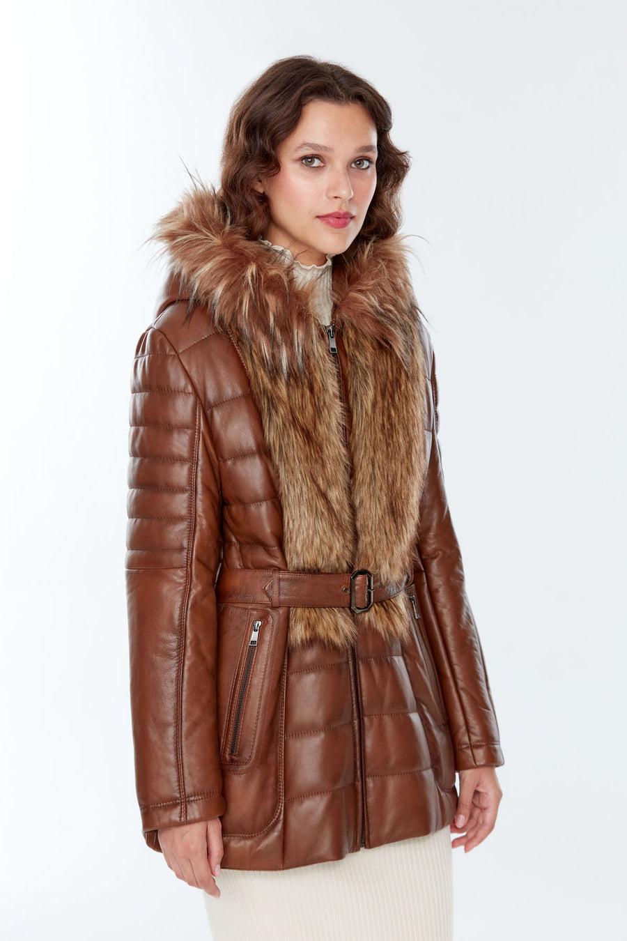 Beatrice Women's Leather Coat 21WGE594547 | Derimod
