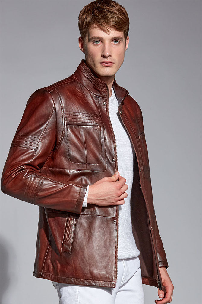 Calvin Men's Leather Coat 21WGE6419NC | Derimod