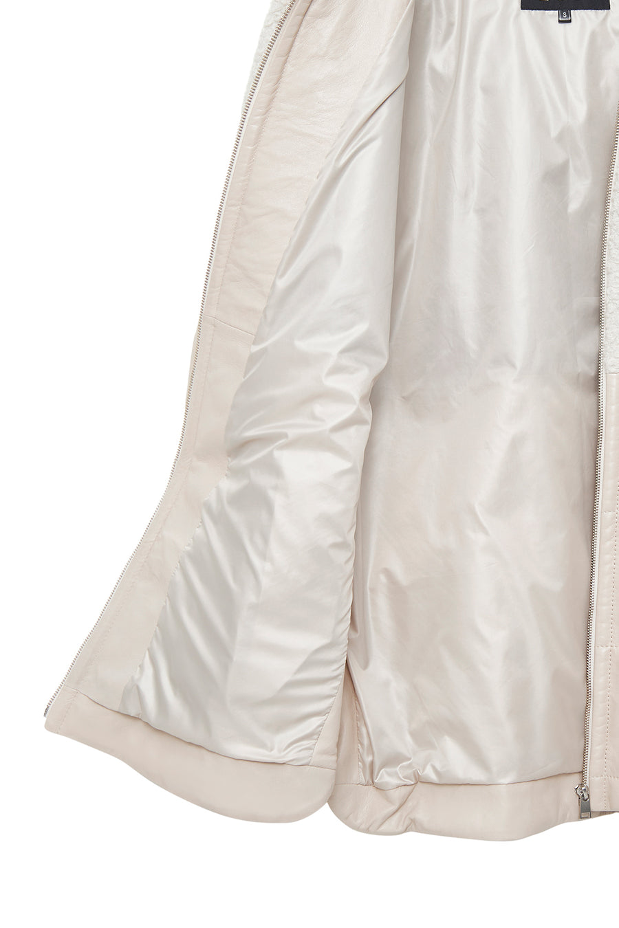 Atlanta Women's Beige Hooded Teddy Leather Jacket