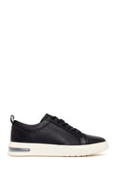 Male Black Lace-Up Thick-Soled Leather Sneaker | Derimod