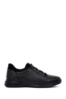 Erkek Siyah Bağcıklı Deri Casual Sneaker | Derimod