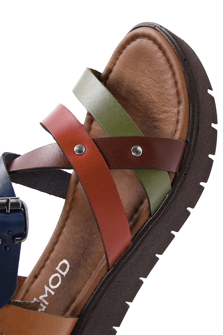 Women's Multicolored Thick-Soled Leather Bodrum Sandals