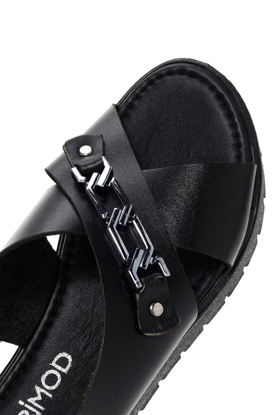 Women's Black Ankle Strap Leather Sandals