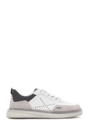 Men's White Lace-up Leather Sneaker | Derimod