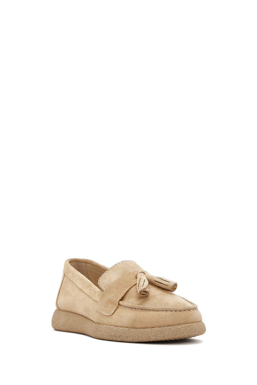 Women's Beige Suede Leather Comfort Loafer