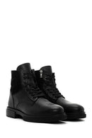 Men's Black Leather Zippered Casual Boots | Derimod