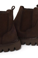 Male Brown Thick-Soled Nubuck Leather Chelsea Boots | Derimod