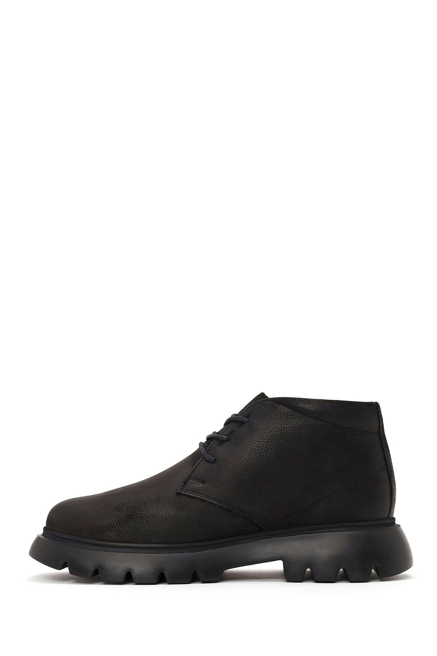 Male Black Lace-up Nubuck Leather Casual Boots