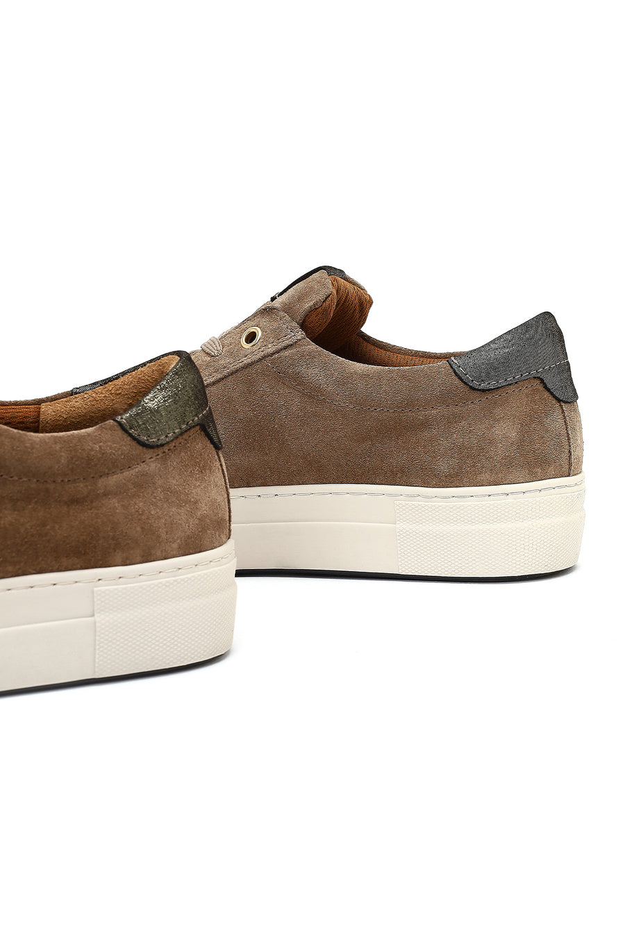 Woman Beige Lace-Up Suede Leather Sneaker