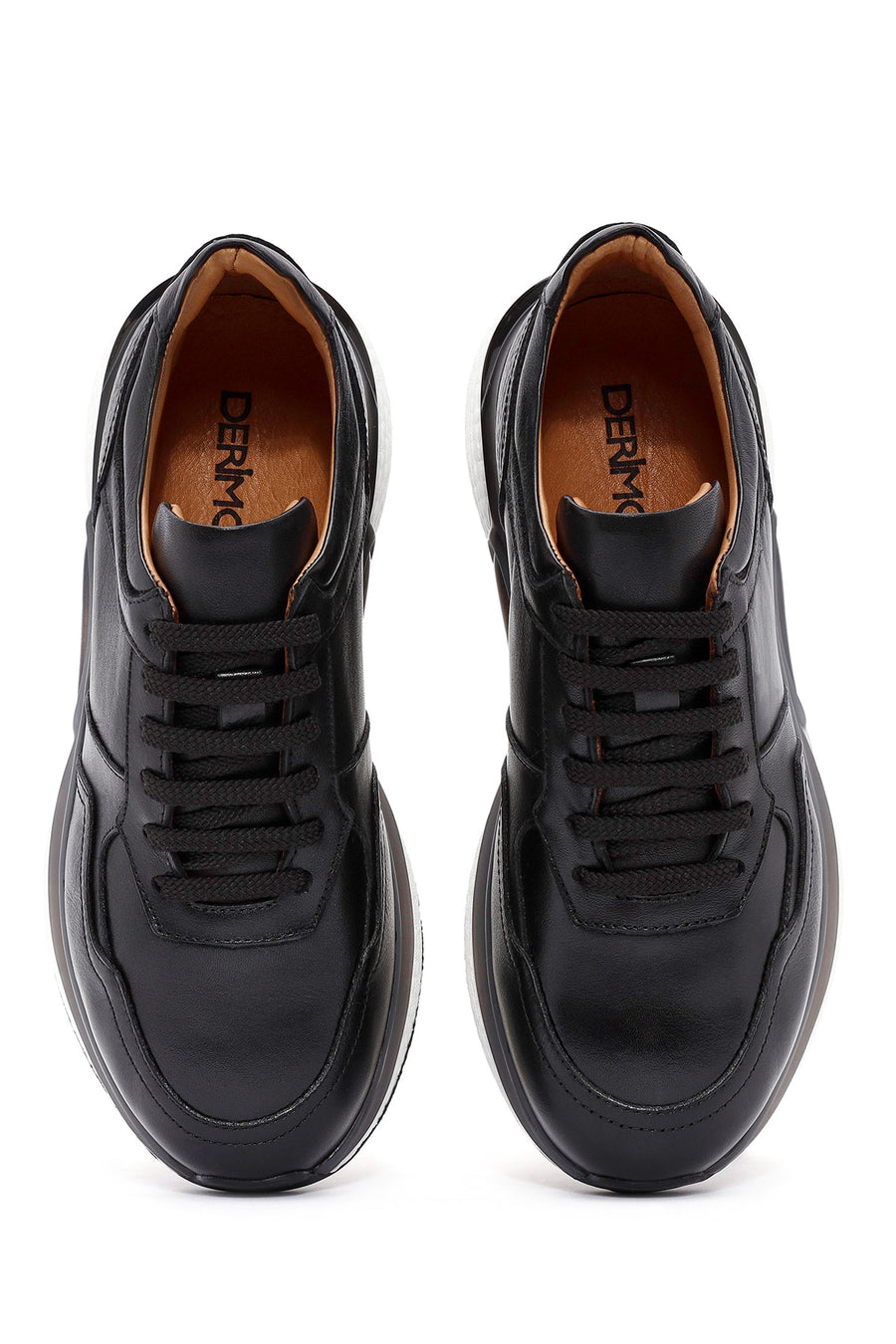 Men's Black Lace-up Leather Sneaker