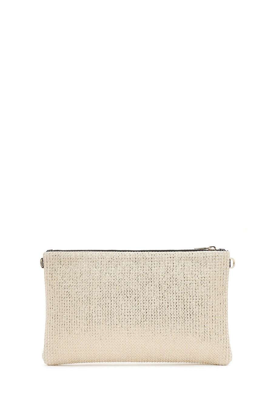 Women's Gold Long Chain Strap Straw Clutch Bag