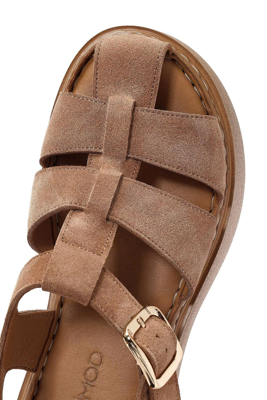 Women's Powder Ankle Buckle Thick Soled Suede Leather Comfort Sandals