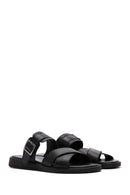 Women's Black Buckle Leather Slippers | Derimod