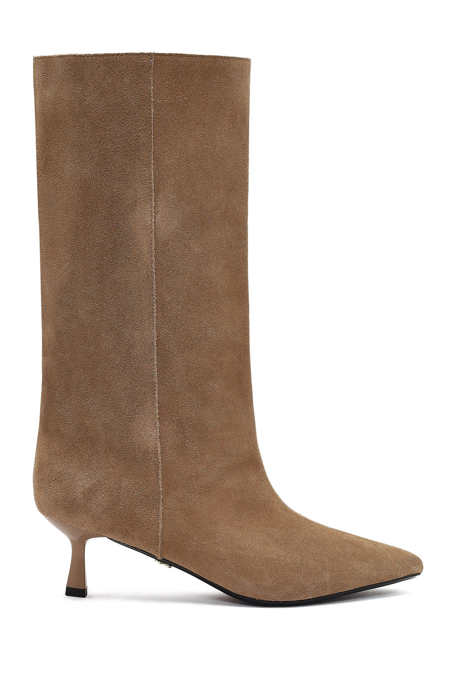 Women's Beige Thin Heeled Suede Leather Boot 25AFD490510 | Derimod