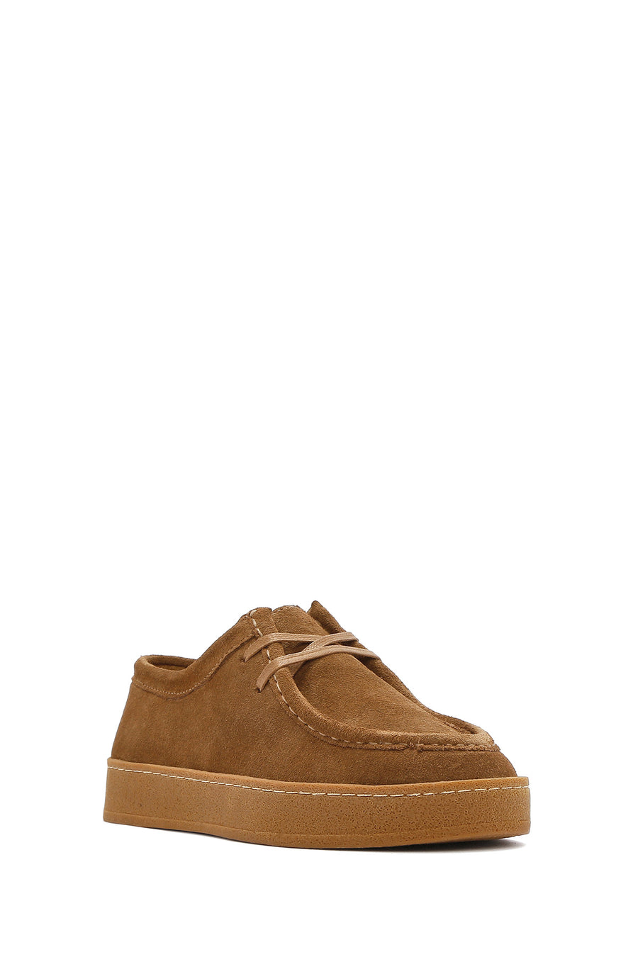 Women's Tan Suede Leather Masculine Shoes