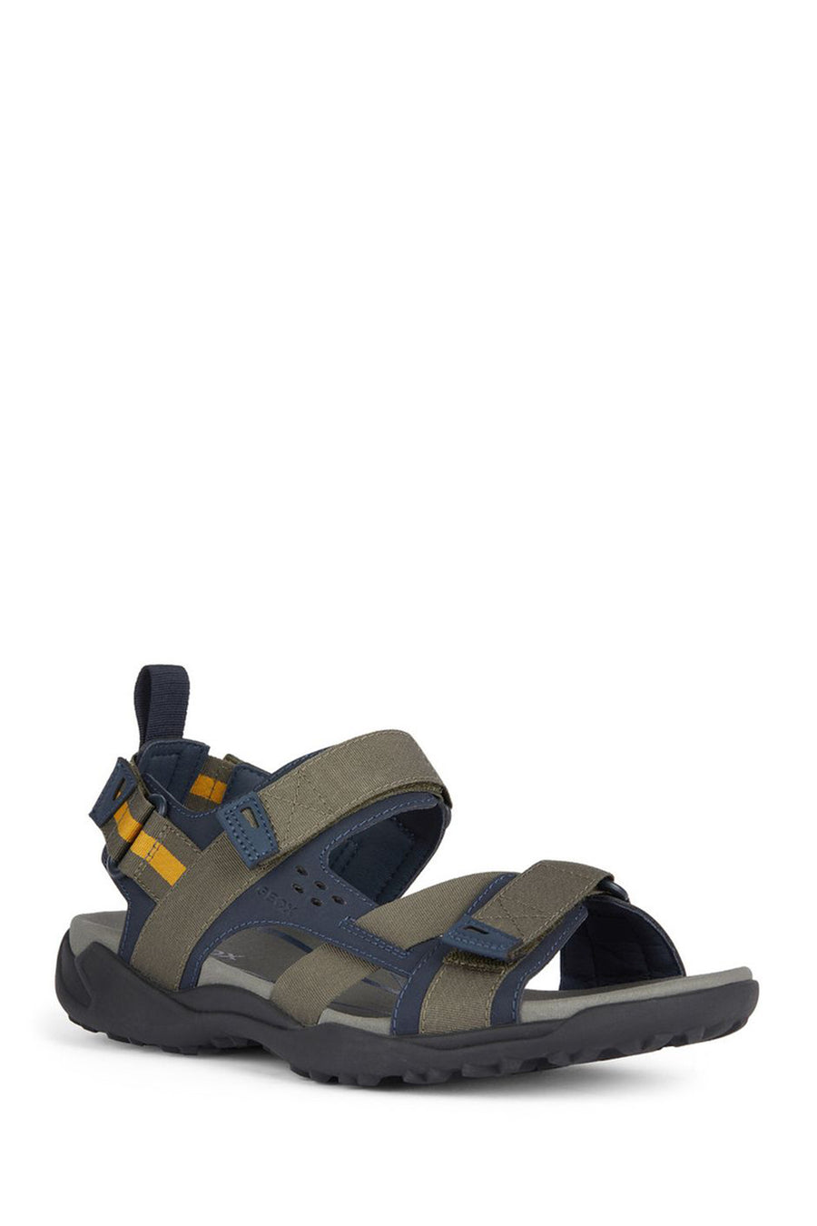 Geox Men's Green Terreno + Grip Ankle Strap Suede Leather Sandals