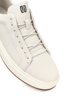 Male White Lace-Up Leather Sneaker | Derimod