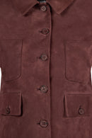 Cassandra Woman Burgundy Slim-Fit Suede Leather Jacket | Derimod