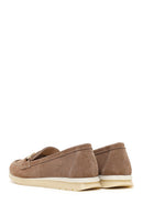 Women's Mink Suede Leather Comfort Loafer with Lace-up and Buckle | Derimod