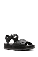 Women's Black Ankle Strap Leather Comfort Sandals | Derimod