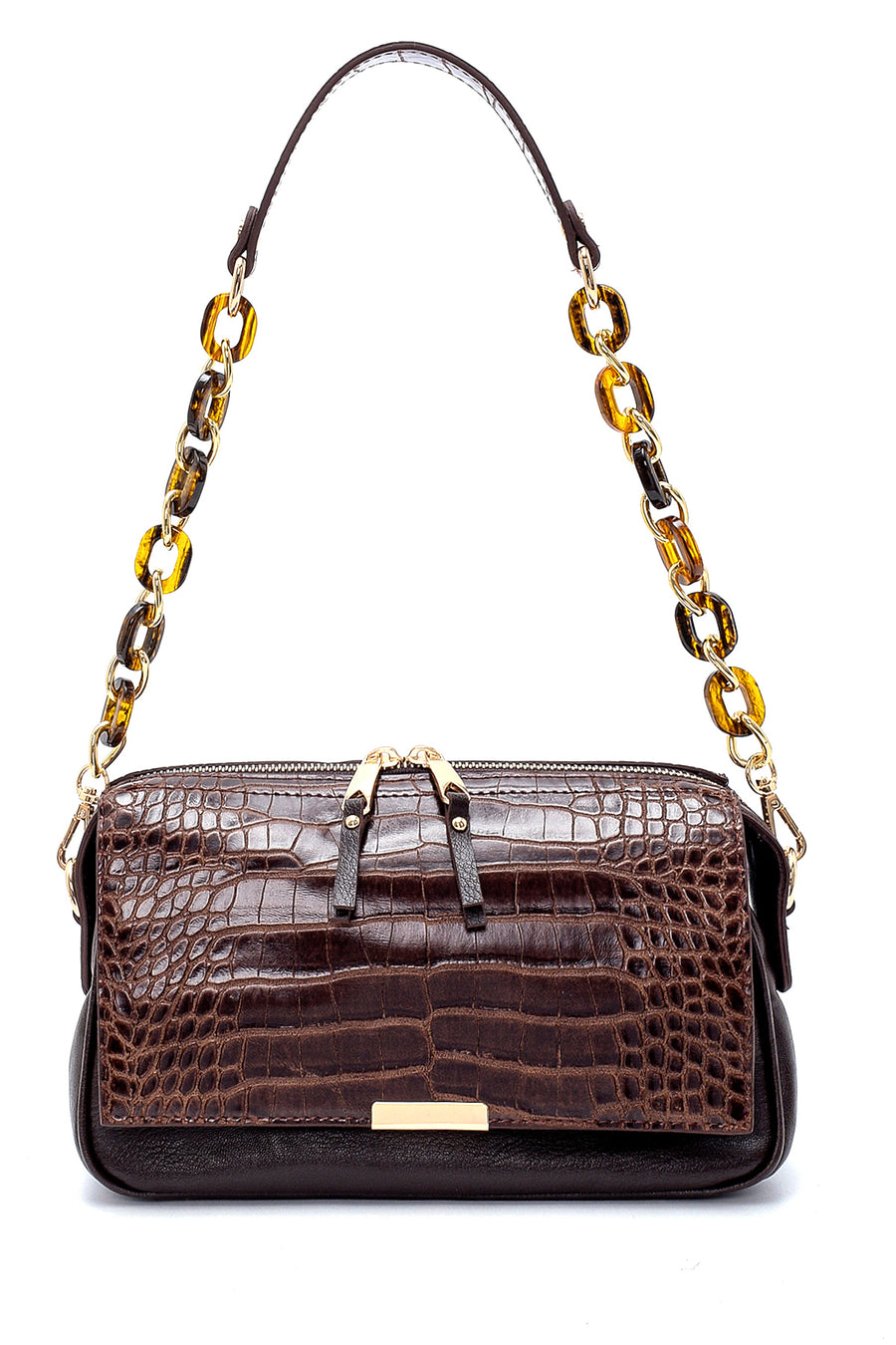 Women's Crocodile Patterned Shoulder Bag with Strap Detail 20WBD2118E3 | Derimod