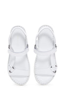 Kadın Beyaz Bilekten Bantlı Deri Comfort Sandalet | Derimod
