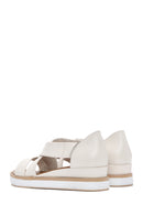 Women's Cream Strappy Leather Sandals | Derimod