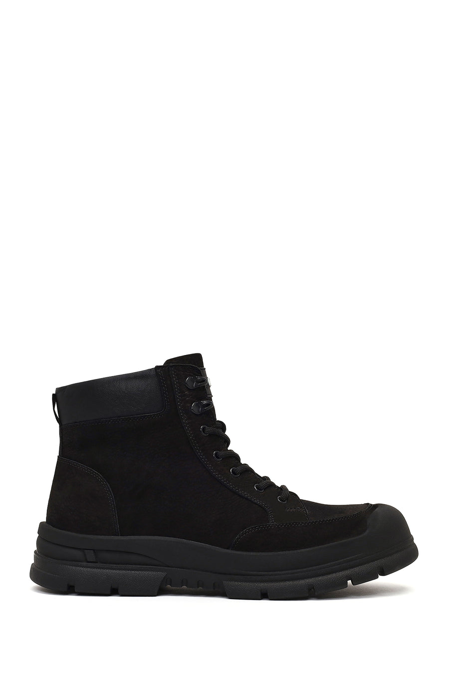 Men's Black Lace-Up Zipper Nubuck Leather Casual Boot 25WFD6426V3 | Derimod