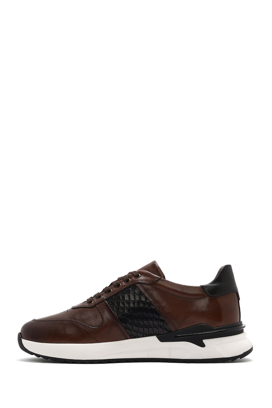 Men's Brown Lace-Up Leather Casual Sneakers