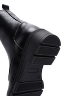 Women's Black Leather Zippered Boots | Derimod