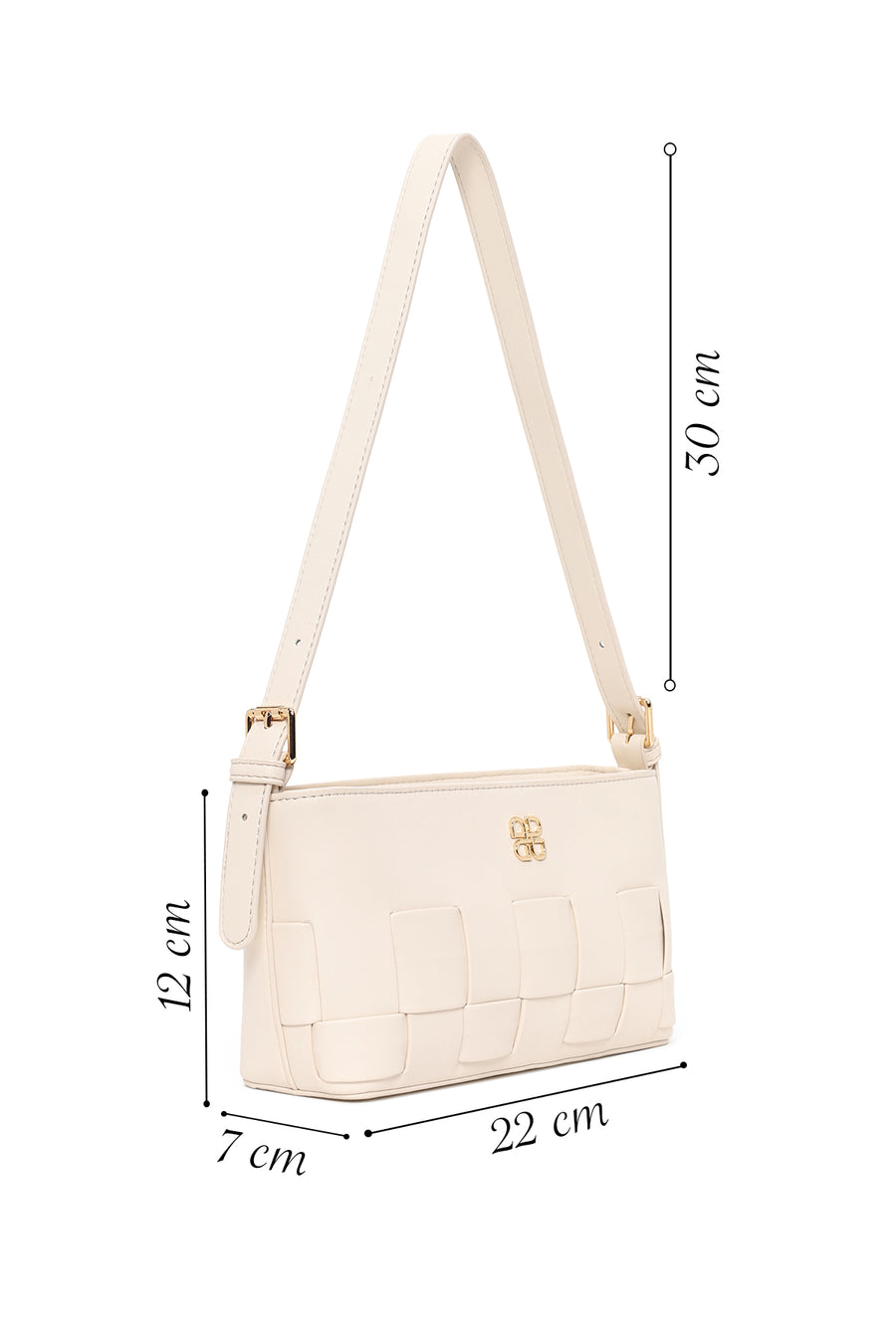 Woman Cream Knit Shoulder Bag