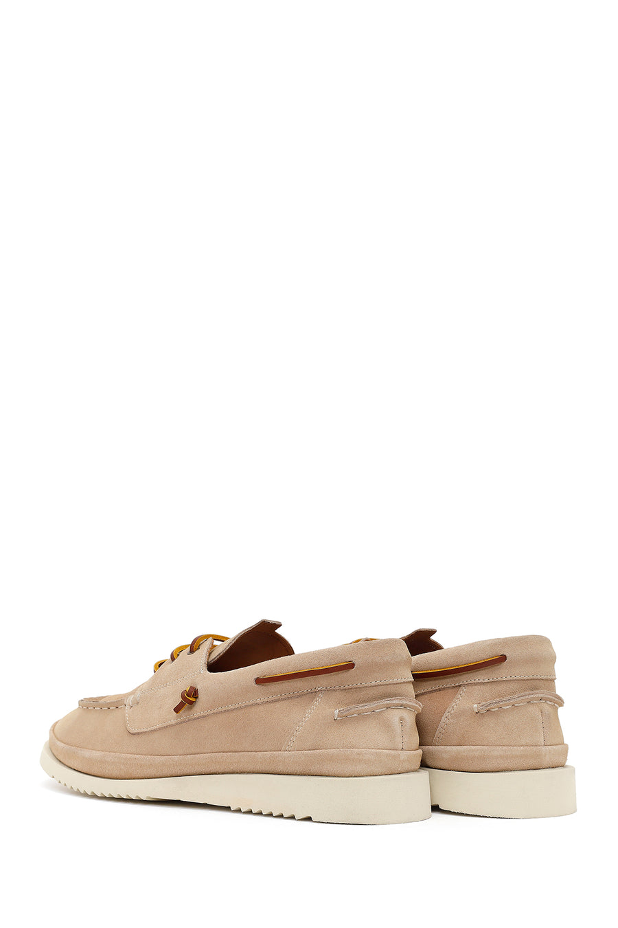 Men's Beige Lace-up Suede Leather Casual Shoes
