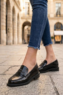 Kadın Siyah Deri Maskülen Loafer | Derimod