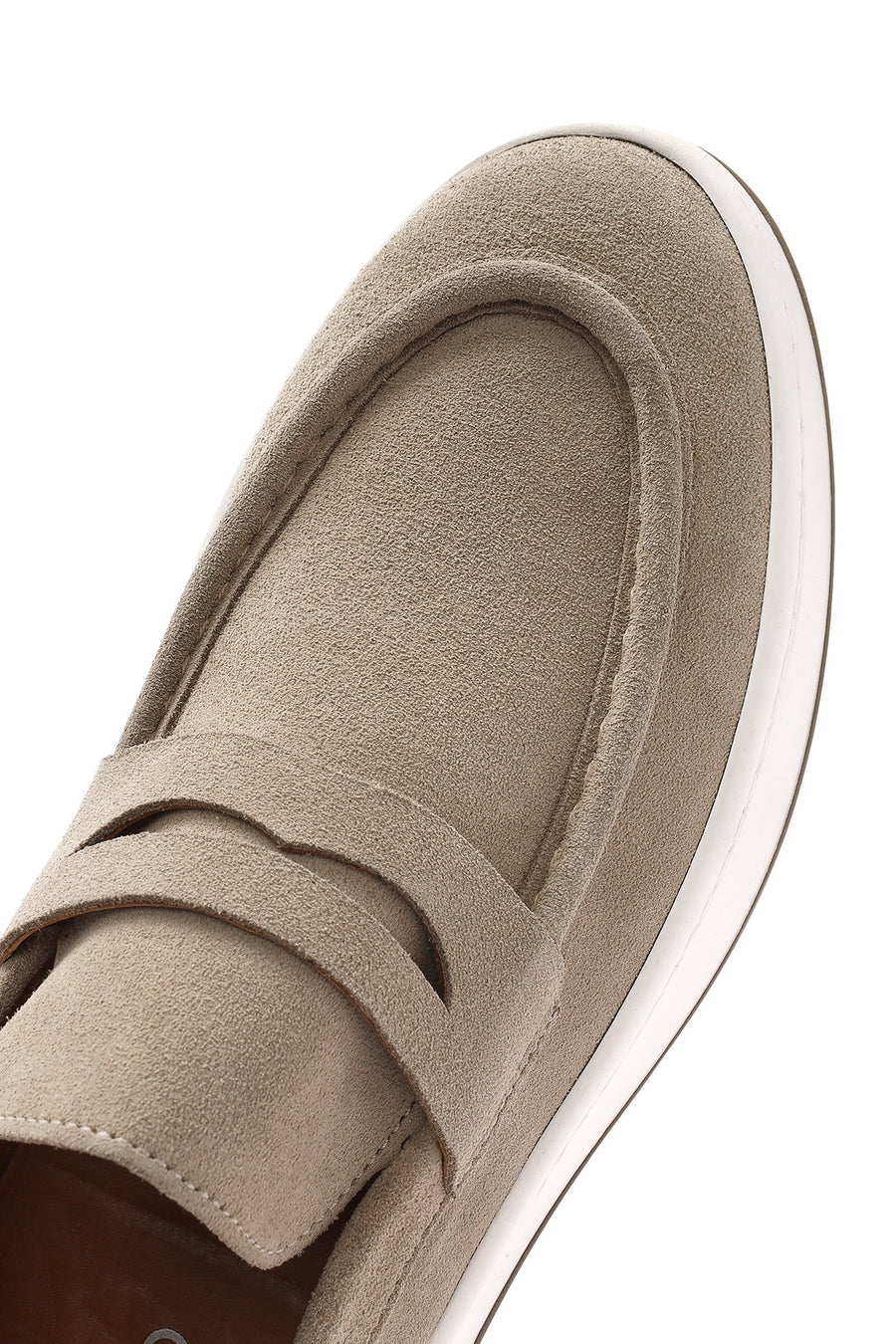 Men's Beige Chunky Suede Leather Loafers
