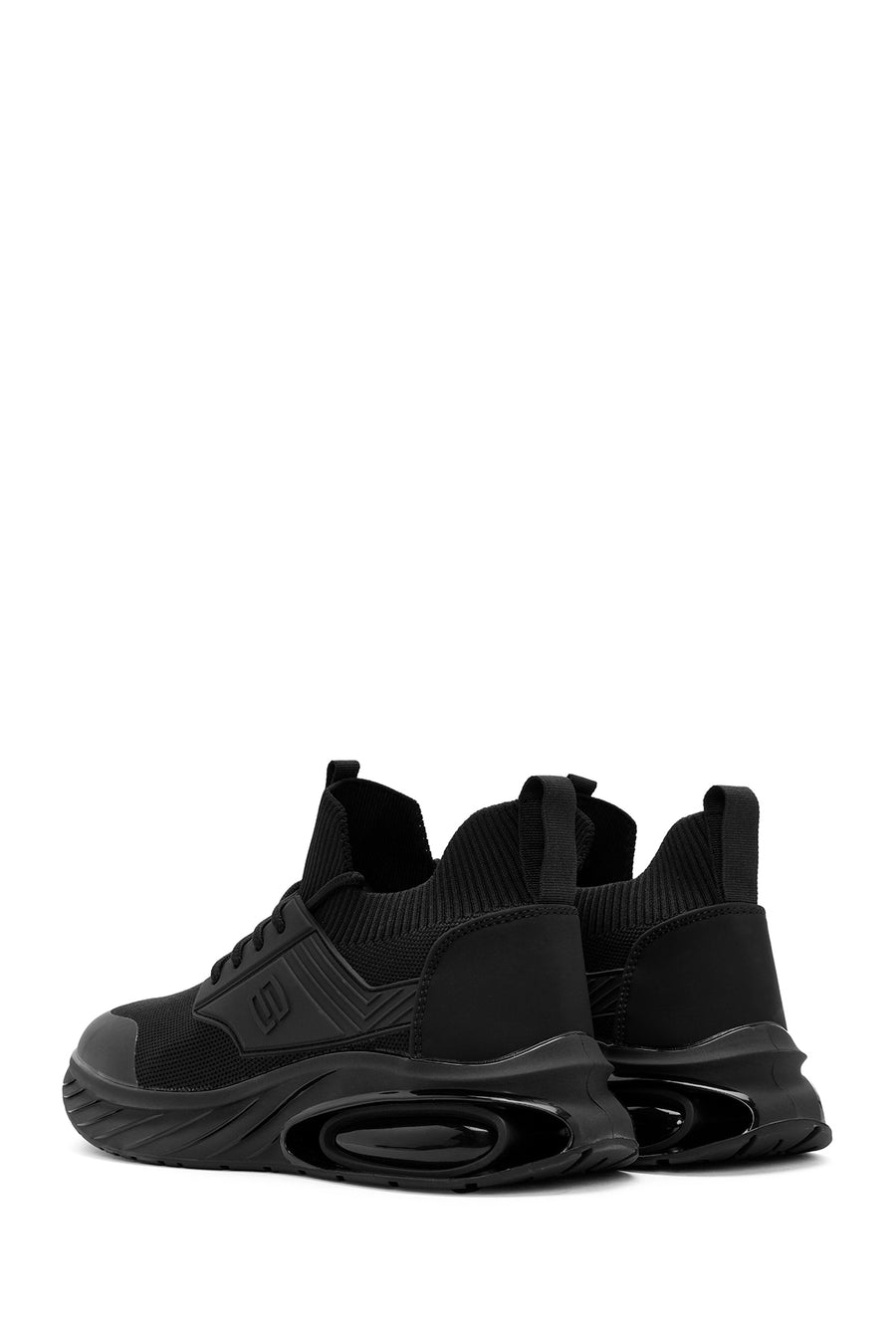 Men's Black Lace-Up Fabric Sneakers