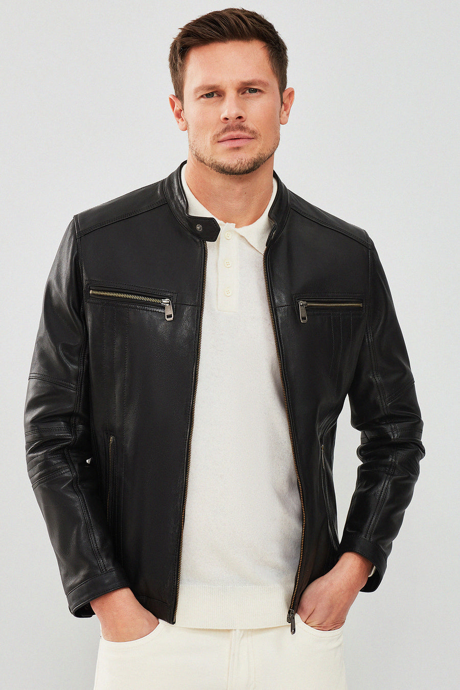 Demar Erkek Siyah Slim-Fit Deri Ceket 18WGD6305M5 | Derimod