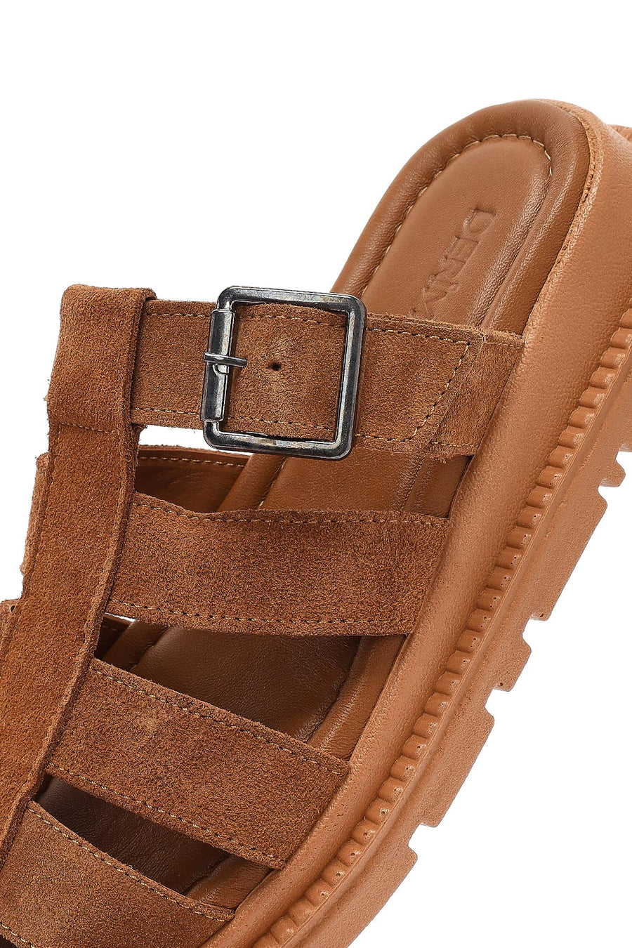 Women's Brown Thick Soled Suede Leather Slippers