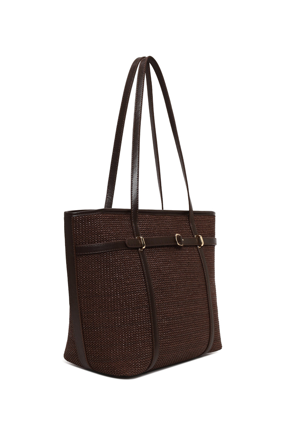 Woman Brown Straw Shoulder Bag