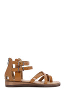 Women's Tan Flip-Flop Leather Bodrum Sandals | Derimod