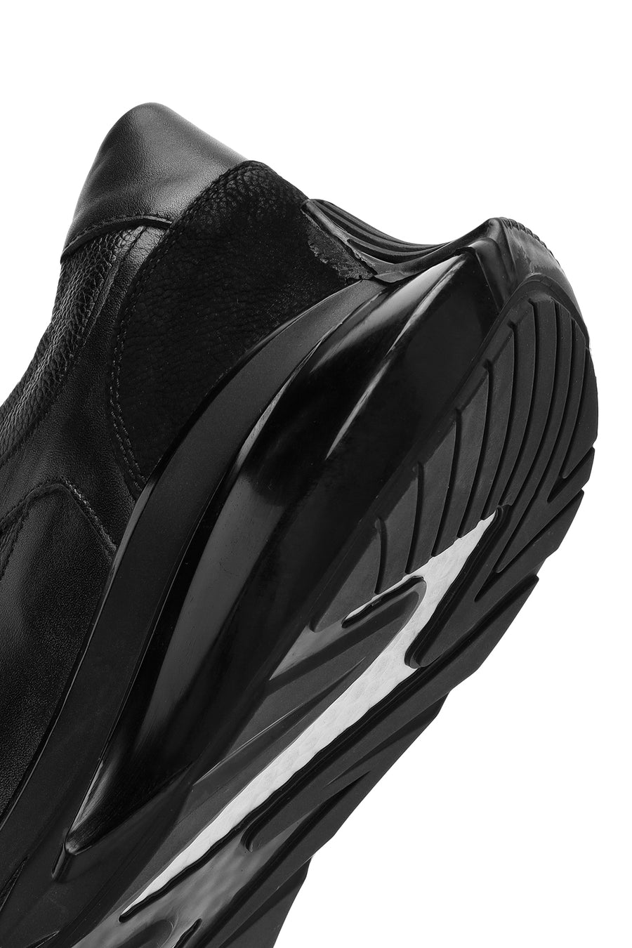 Erkek Siyah Bağcıklı Kalın Tabanlı Deri Casual Sneaker