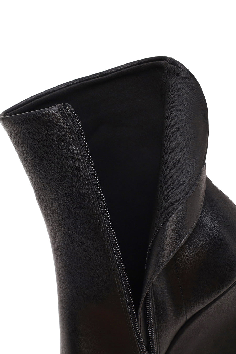 Woman Black Zip Closure Wedge-Heel Boots