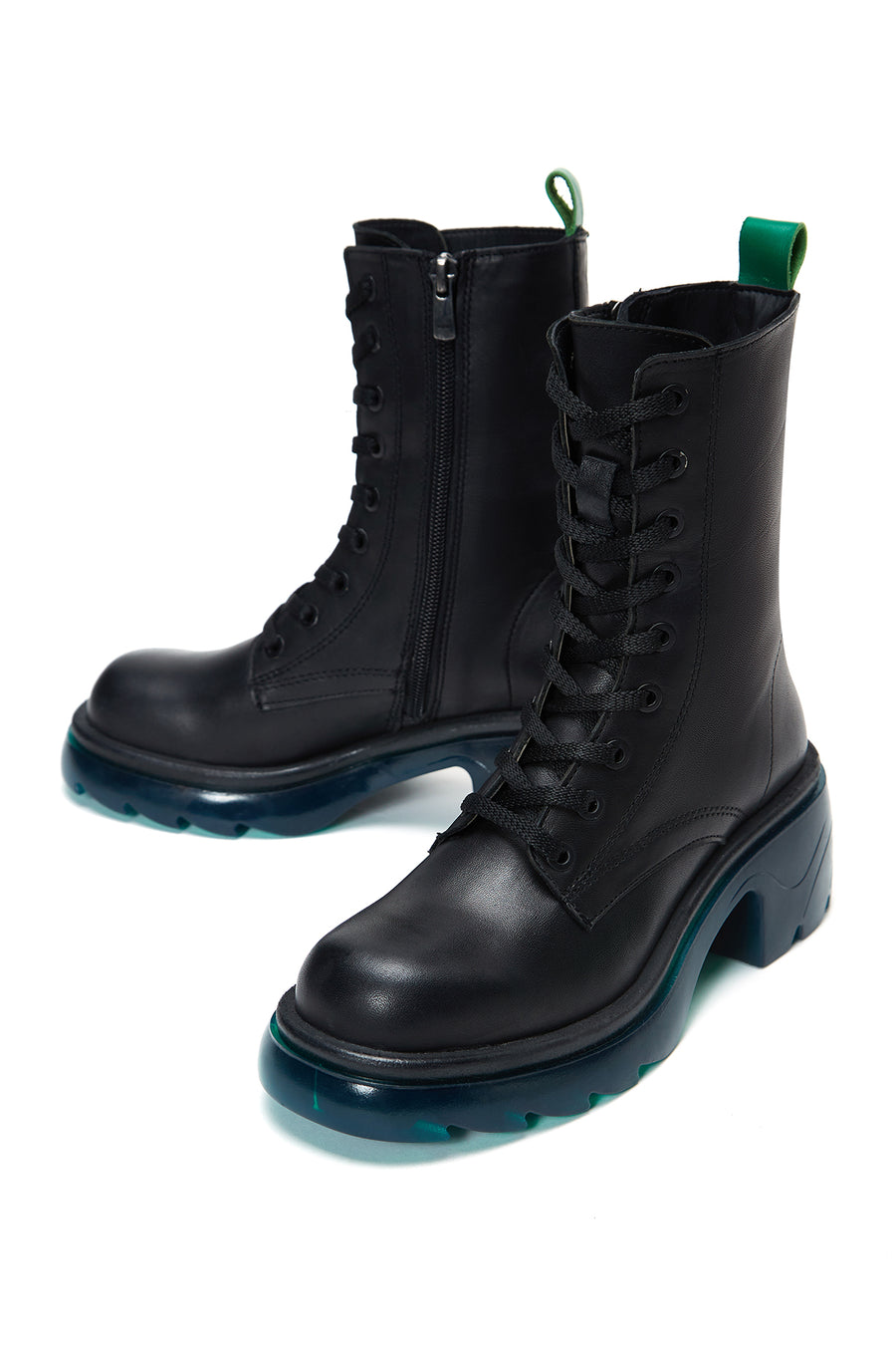 Women's Black Leather Heeled Boots