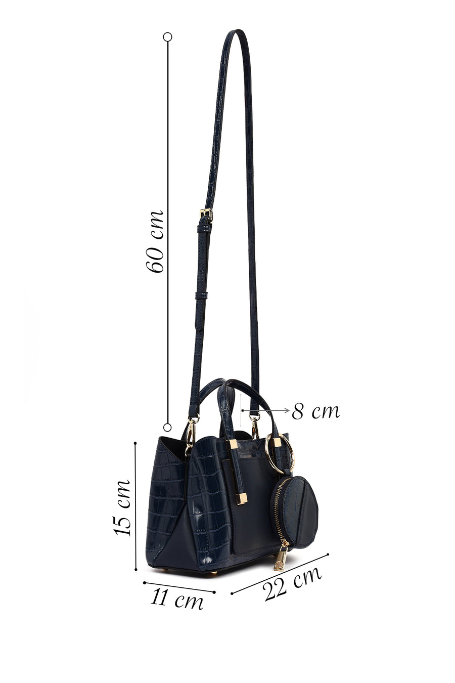 Women's Navy Blue Long Strap Mini Classic Handbag